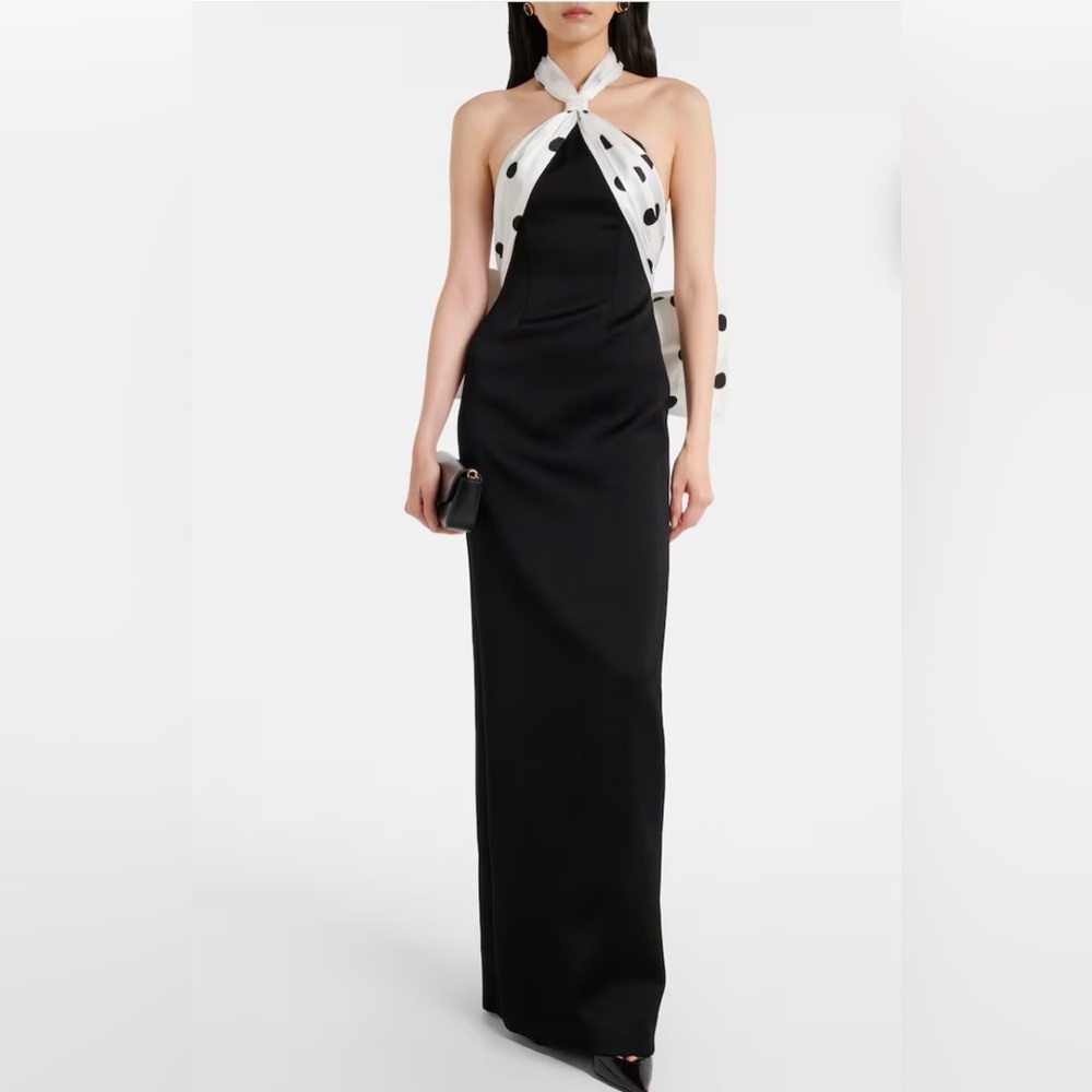 David Koma Polka Dot Halter Neck Gown